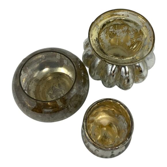 Anthropologie Set of 3 Mercury Glass Votive Candle Holders - Picture 3 of 3